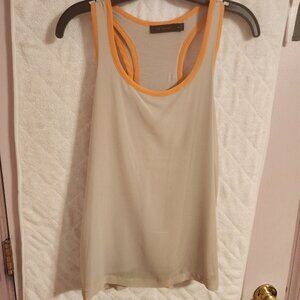 The Limited Split Back Tank Top, Tan & Orange trim detail, Size XS